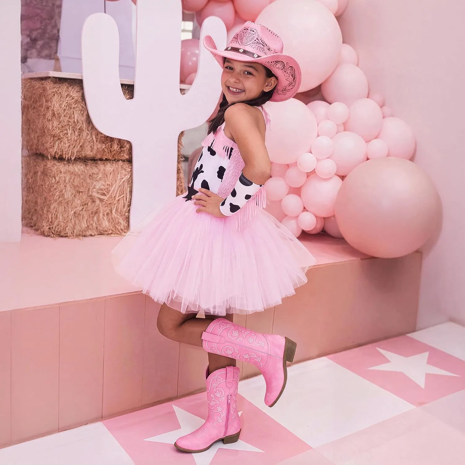 Детские сапоги для девочек с ковбойским стилем DREAM PAIRS, Pink — фото 2