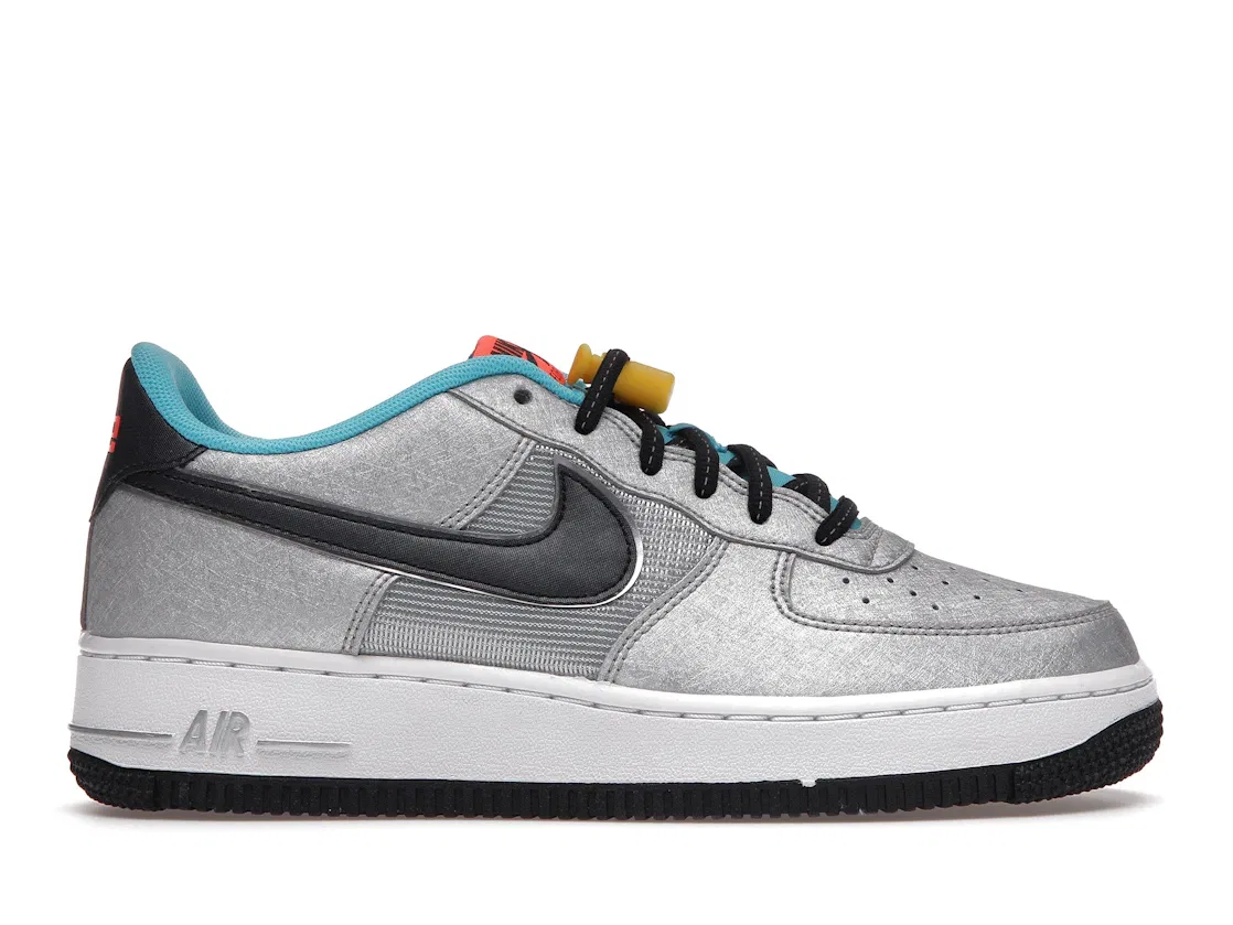 Детские кроссовки Lifestyle Nike Air Force 1 Low Nike, Metallic Silver/Hyper Crimson-Speed Yellow-Black