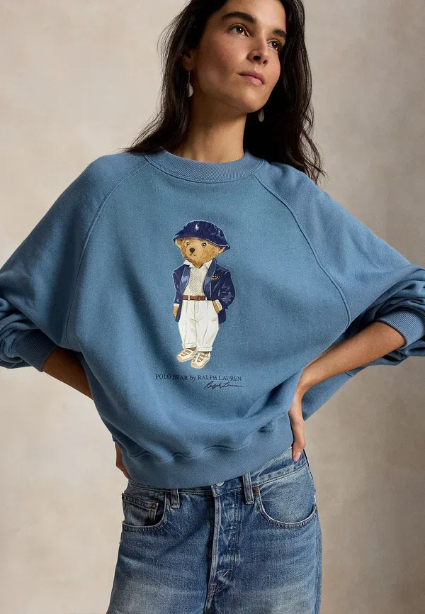 Свитшот с принтом Polo bear lightweight crewneck, Polo Ralph Lauren, Camp Blue, синий — фото 4