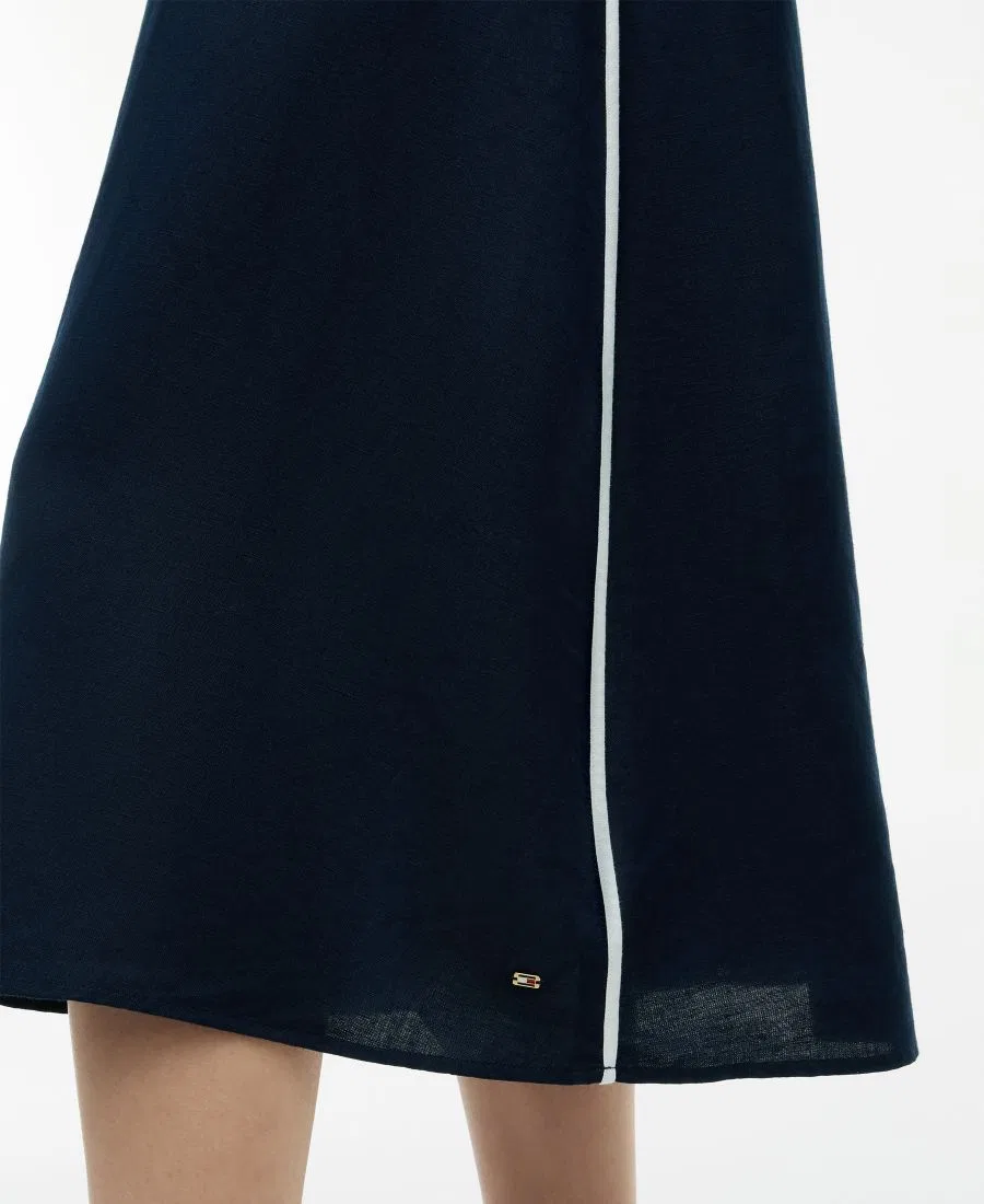Платье-трапеция без рукавов из льна Tommy Hilfiger, Dark Night Navy — фото 3