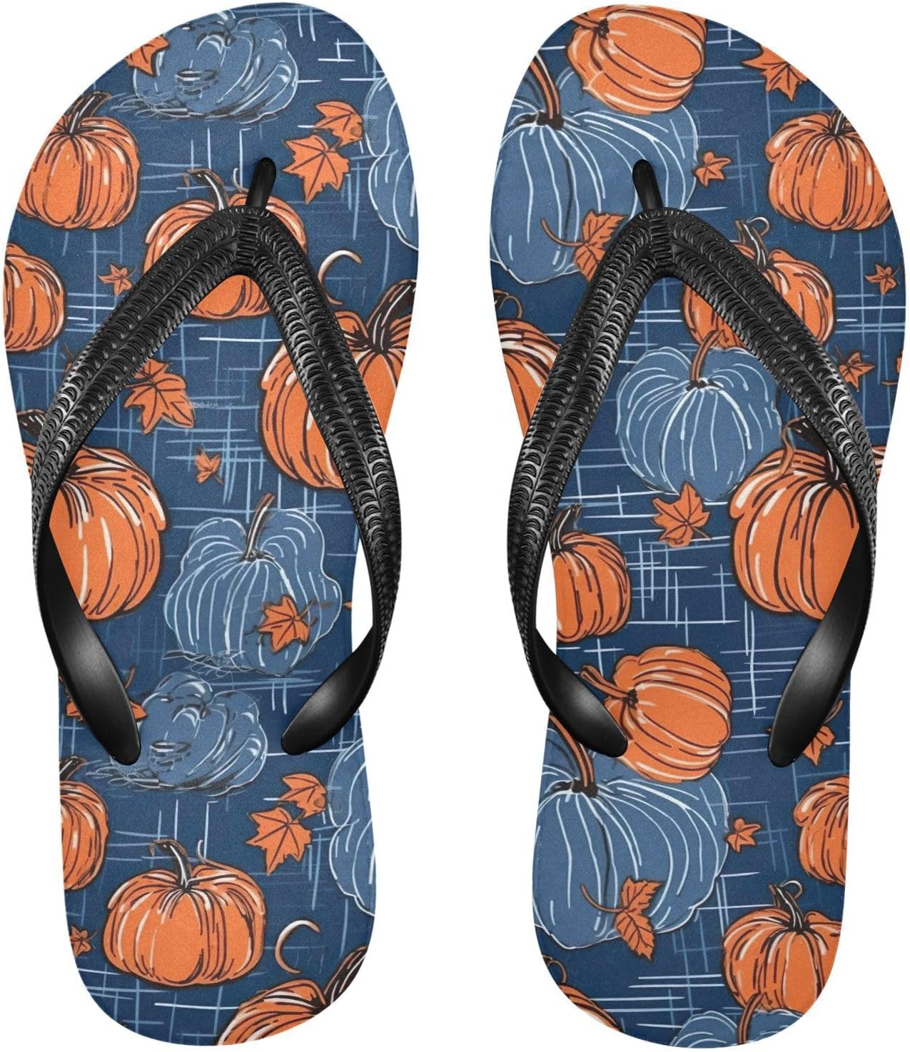 

Женские и мужские шлепанцы SPRIPORT с тыквами на Хэллоуин, удобные повседневные вьетнамки с мягкой стелькой и нескользящей резиновой подошвой, для ванной, душа, пляжа и летних прогулок, Multicoloured