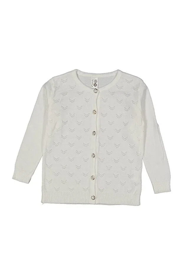 Детский кардиган с узором Girl'S white self patterned pearl buttoned knitwear cardigan Generic Brands, Colored