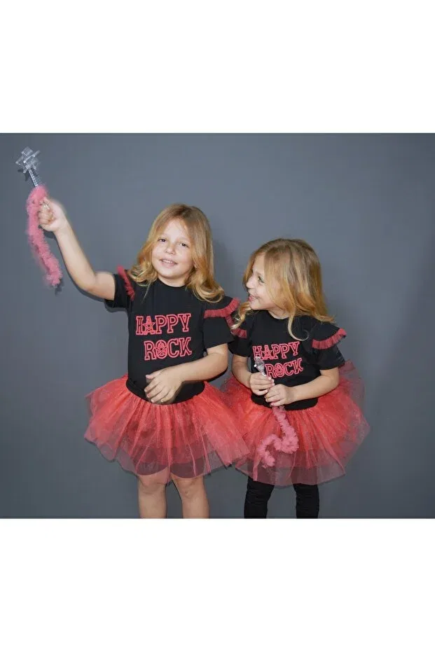 Детские леггинсы для девочек с рюшами Happy Rock Long Tutu Geef Kıds, Black — фото 2