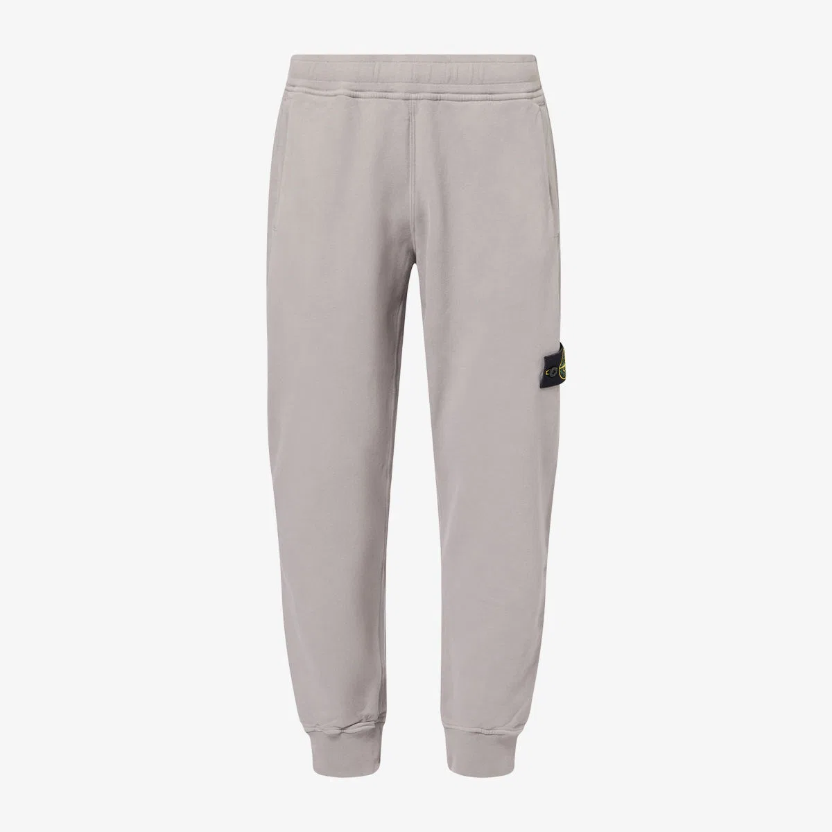 Хлопковые спортивные штаны зауженного кроя с нашивкой логотипа Stone Island, серый