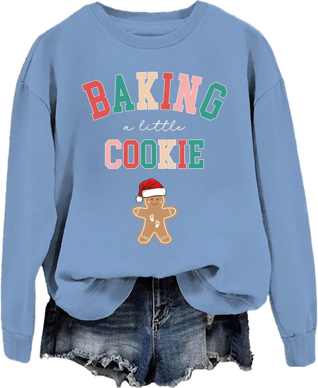 Женский свитшот с принтом Baking A Little Cookie, голубой