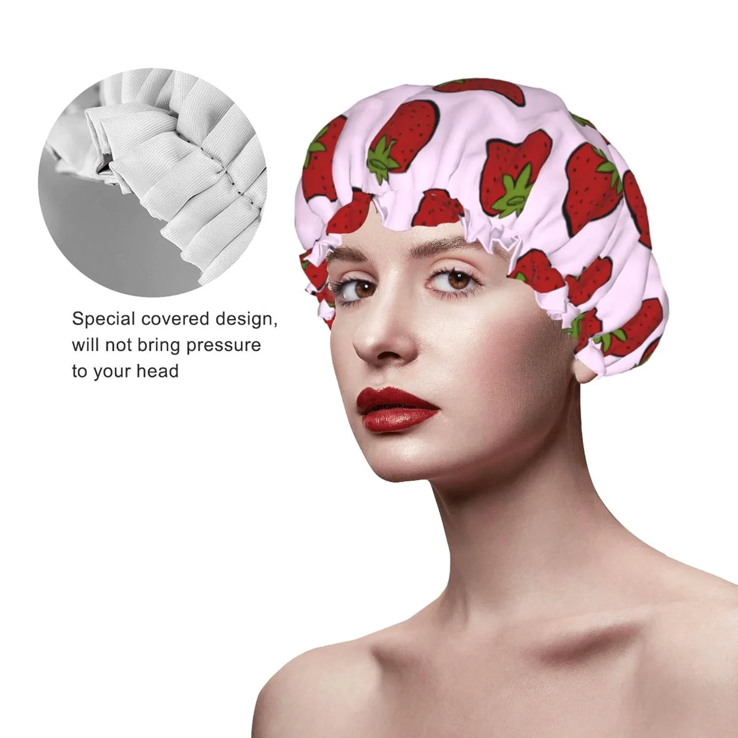 Шапочка для душа, Oudrspo, Strawberries Print — фото 4