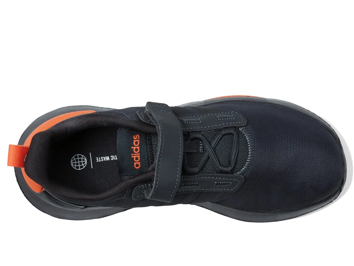 Детские кроссовки для мальчиков с липучкой Racer Tr21c Adidas, Carbon Black Orange Semi Impact — фото 2