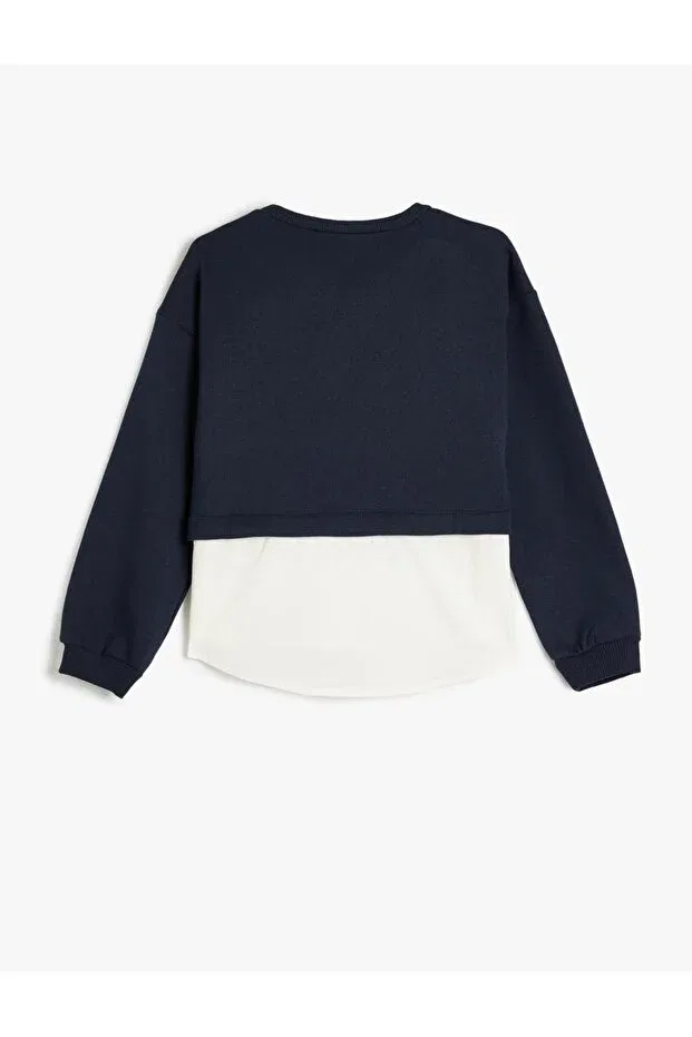 Детские свитшот для девочек с принтом Sportswear Koton, Navy Blue — фото 2