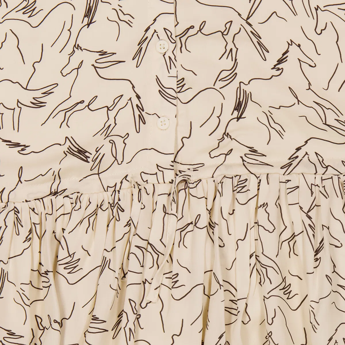 Платье с принтом лошадей Kids Horses Print Cinch Dress Stella McCartney, Crema Ebano — фото 2