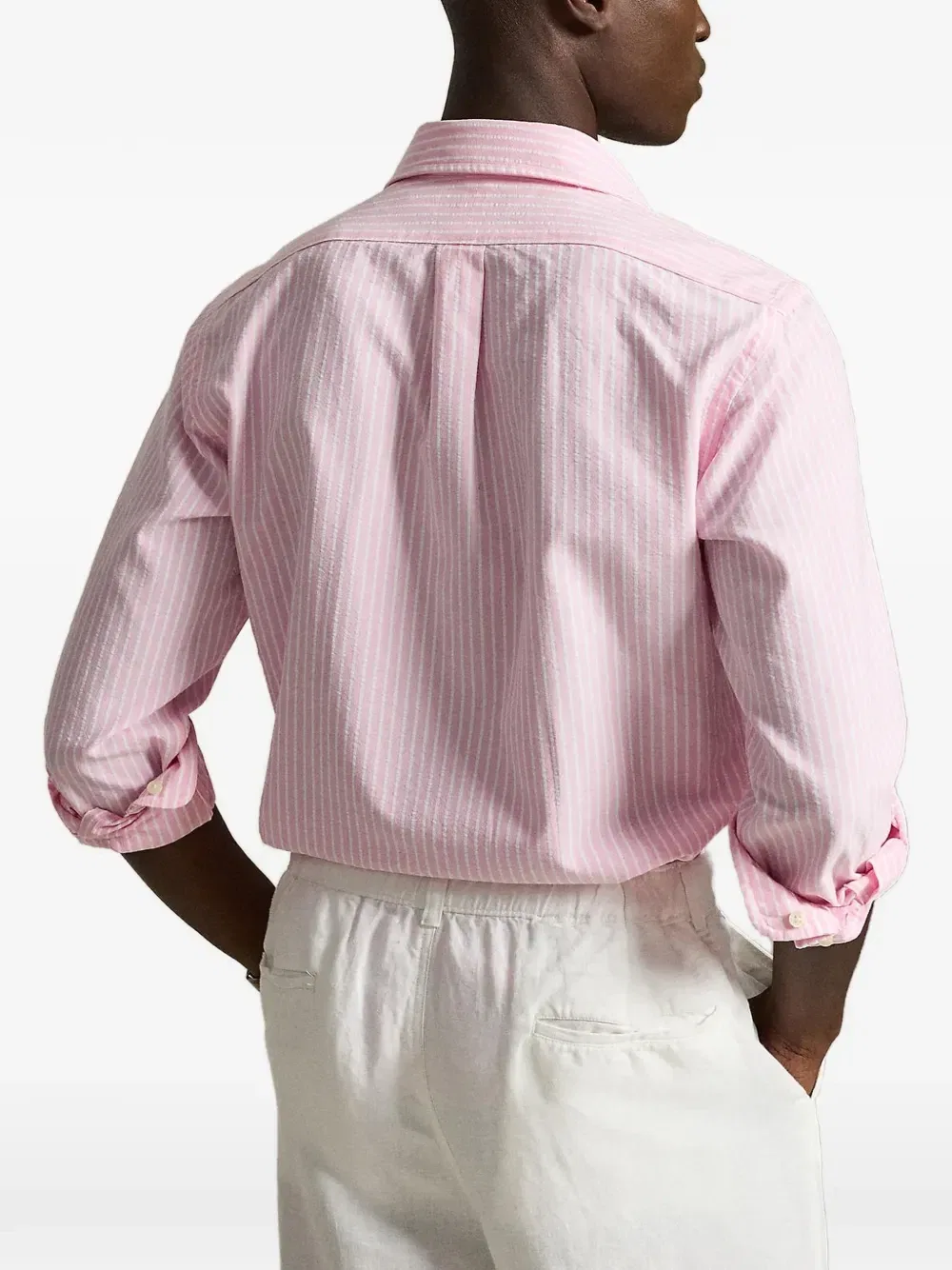 Рубашка Custom Fit из оксфорда с жатой фактурой Polo Ralph Lauren, розовый — фото 3