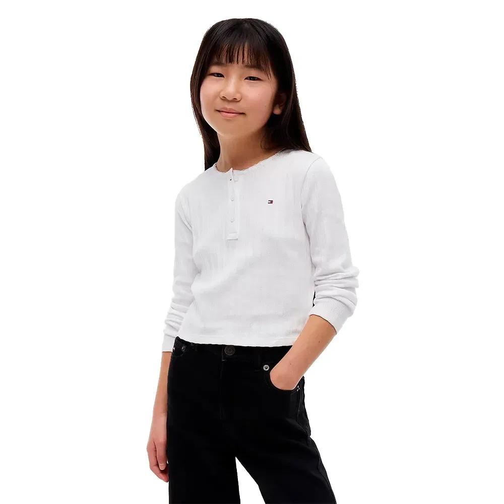 Детское лонгслив с ажурным узором Tommy hilfiger, White