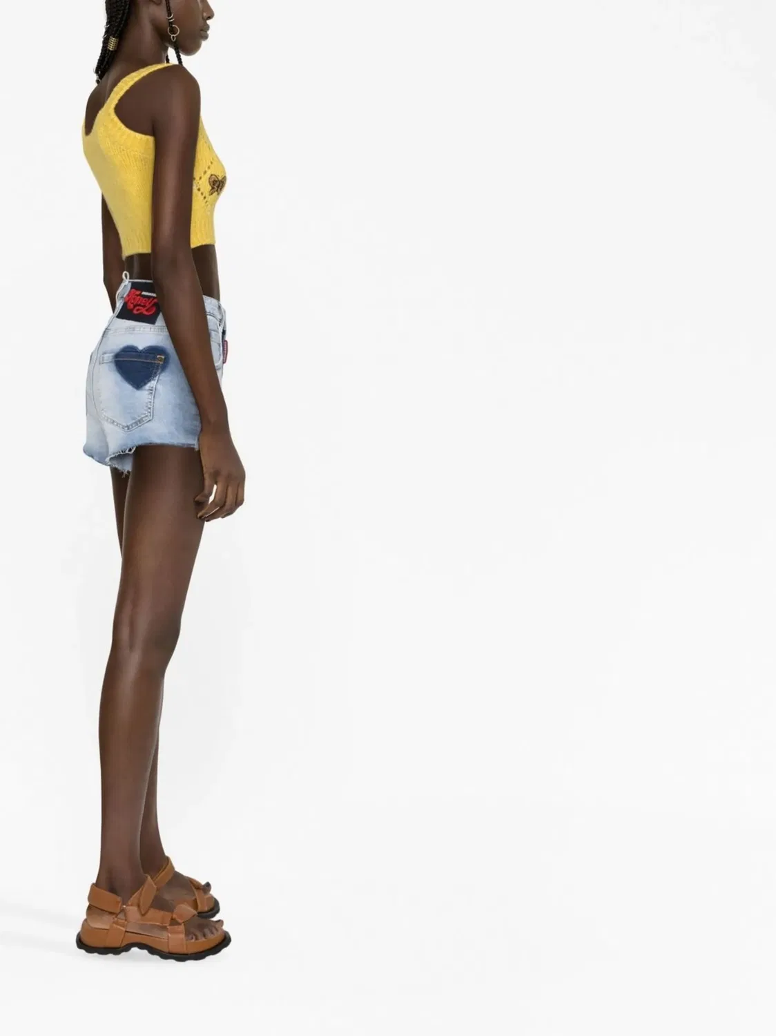Шорты из денима с завышенной талией DSQUARED2, синий — фото 3