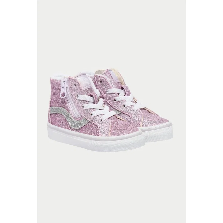 Детские кроссовки с фермуаром и шнуровкой, модель Sk8-Hi, Vans, Розовый — фото 2