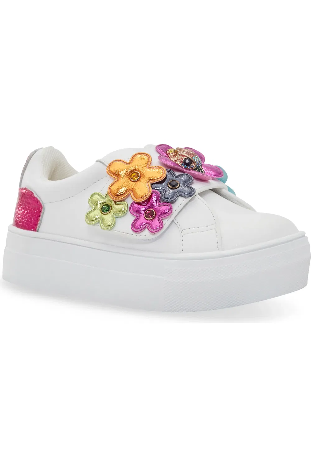 Детские кеды с аппликацией цветов Mini Flower Petal Kurt Geiger London, белый мультиколор