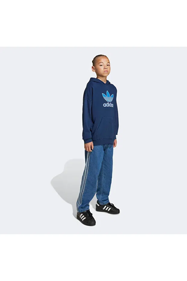 Детское худи для девочек хлопковое Adidas, Navy Blue — фото 2