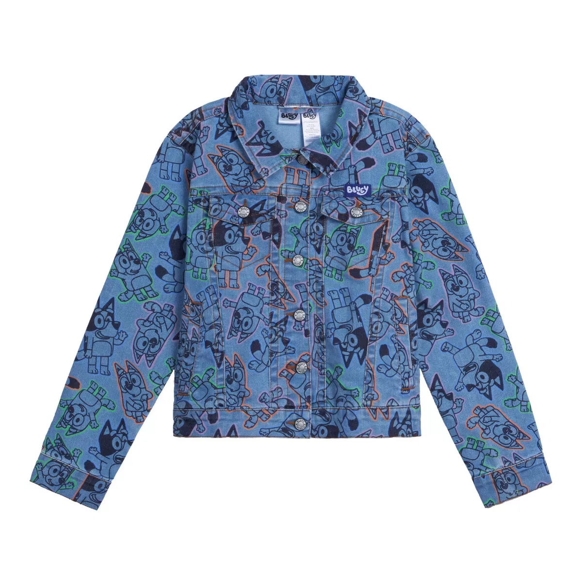 Детское джинсовое пальто с принтом Bluey Girls Denim Jacket Bluey, Blue