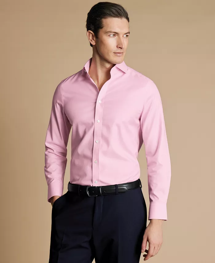 

Мужская классическая рубашка Slim-Fit из несминаемого твила Charles Tyrwhitt, розовый