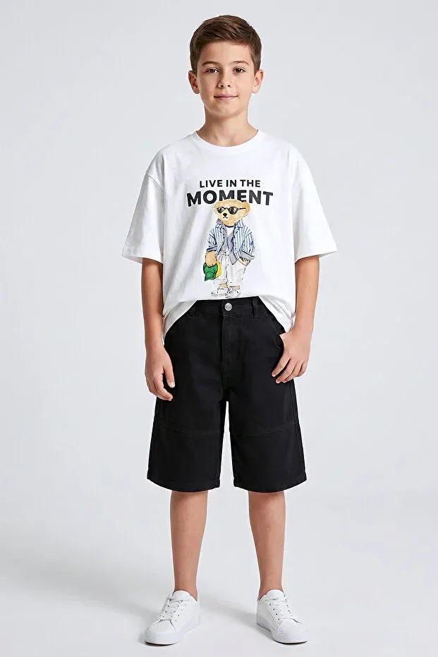 Детские шорты для мальчиков хлопковые Cargo pocket comfortable summer cotton denim fabric casual boy's jeans shorts Dmb Boys & Girls, Black — фото 4