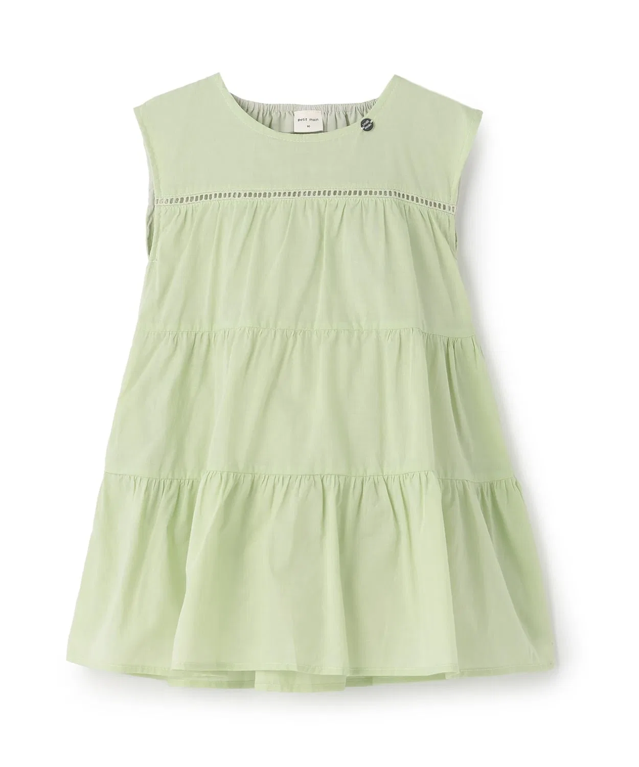 Детское платье-рубашка без рукавов с моделью Tiered Dress, petit main, Light Green