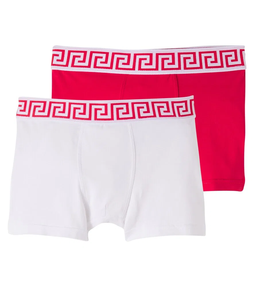 Комплект из 2 боксерских трусов из хлопковой смеси Versace Kids, красный