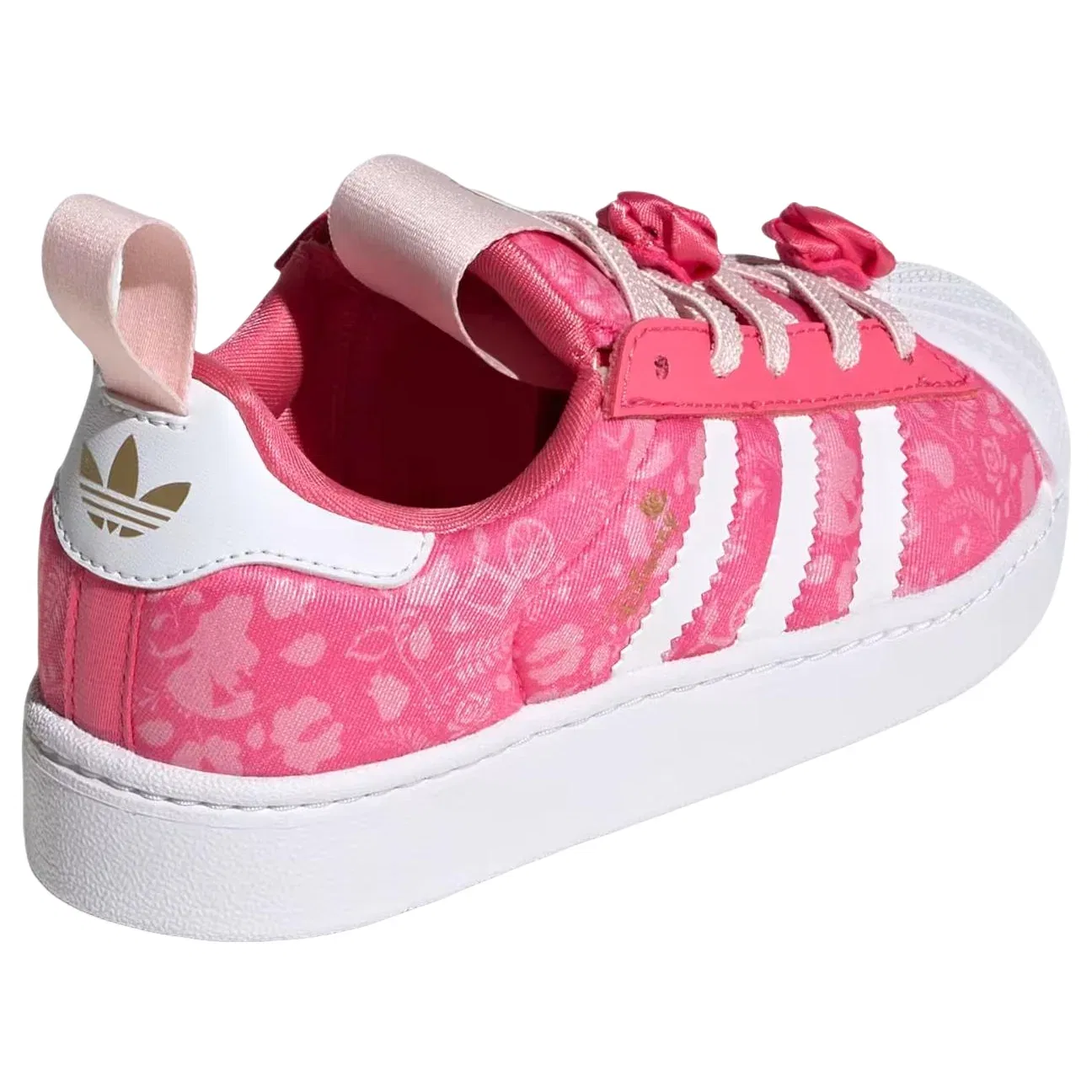 Детские кроссовки с сатиновым верхом Disney Princess Superstar Quick On 'Pink White' adidas, Pink / White / Gold Metallic — фото 4