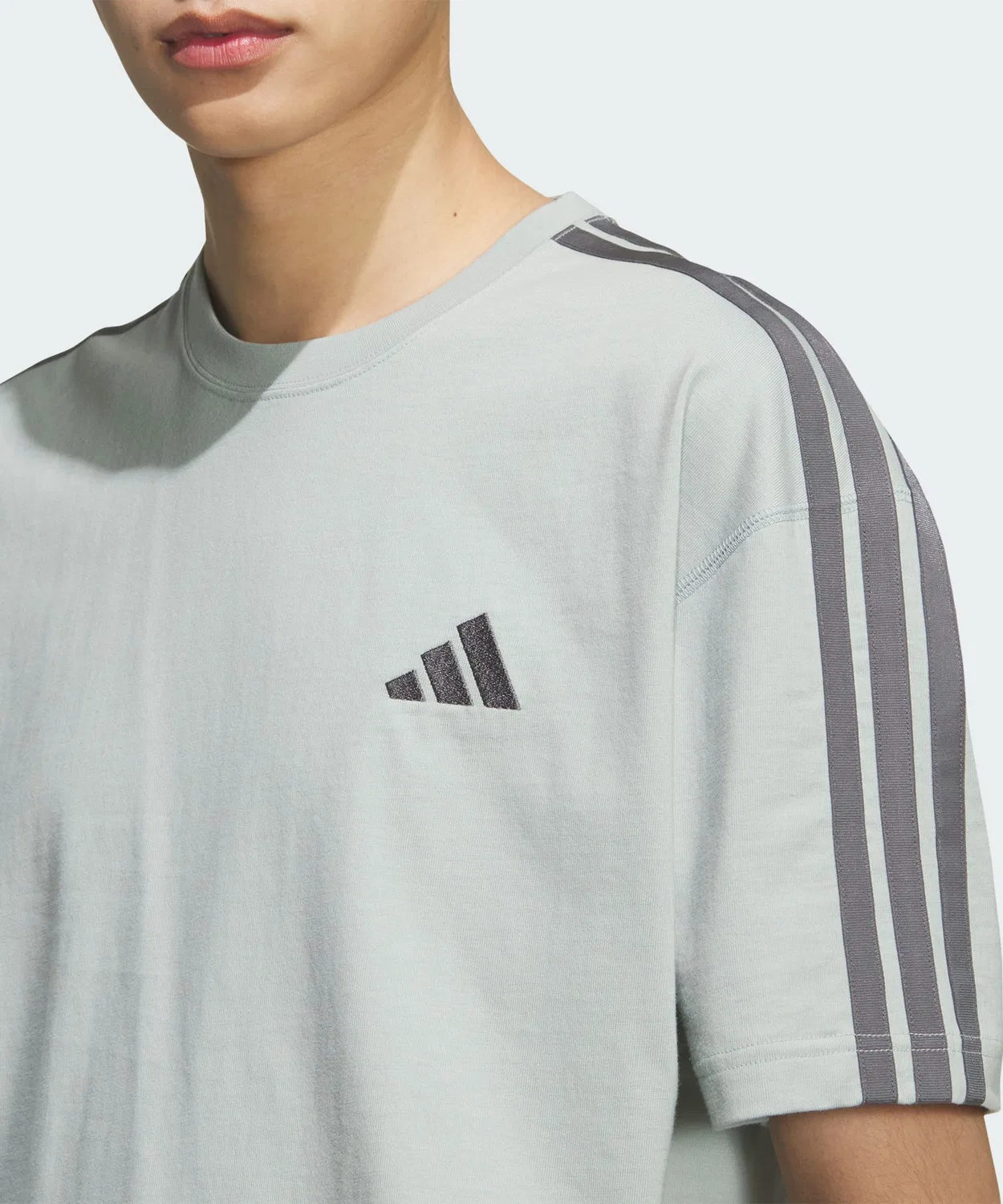 Мужская футболка свободного кроя с принтом три полосы Adidas, Green — фото 4