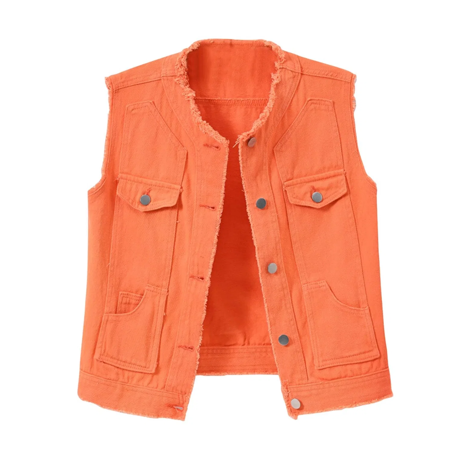 Женский джинсовый жилет без рукавов, Colore: Arancione