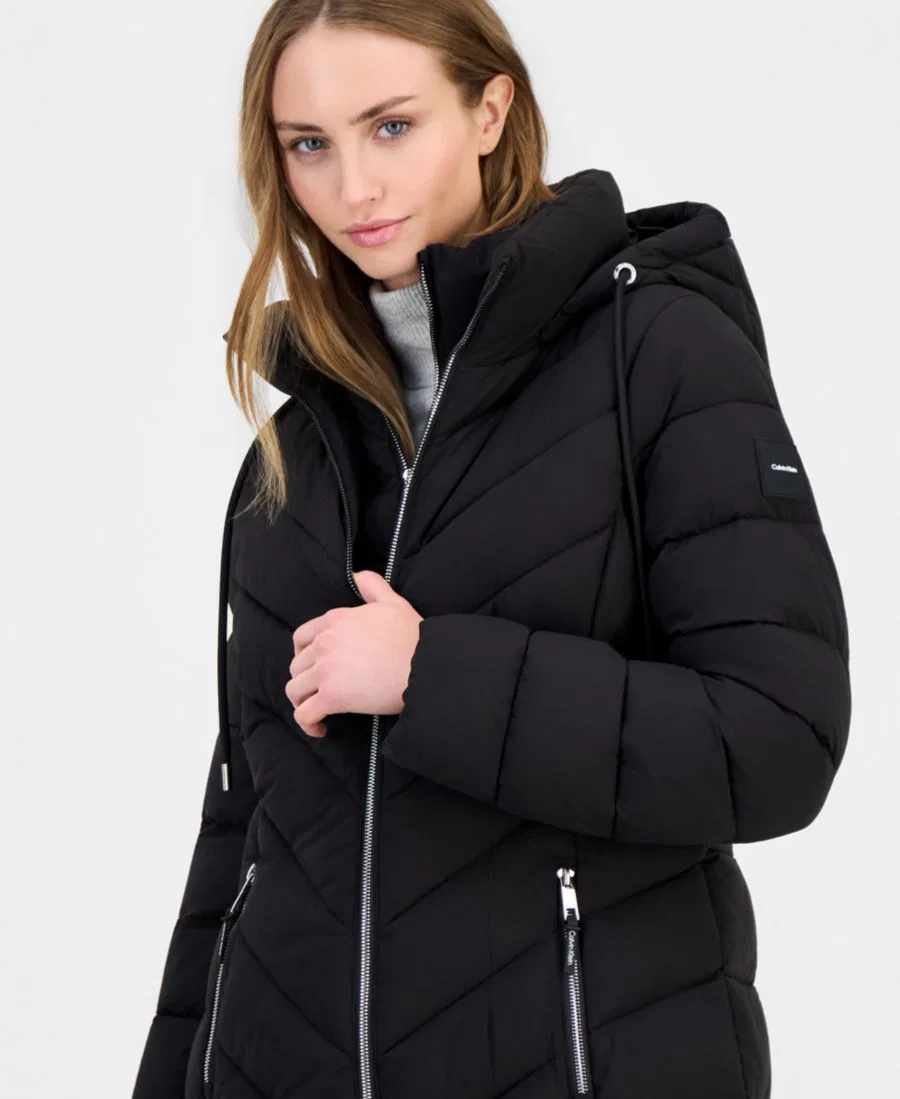 Укороченное пуховик-парка с капюшоном Calvin Klein, Black — фото 3