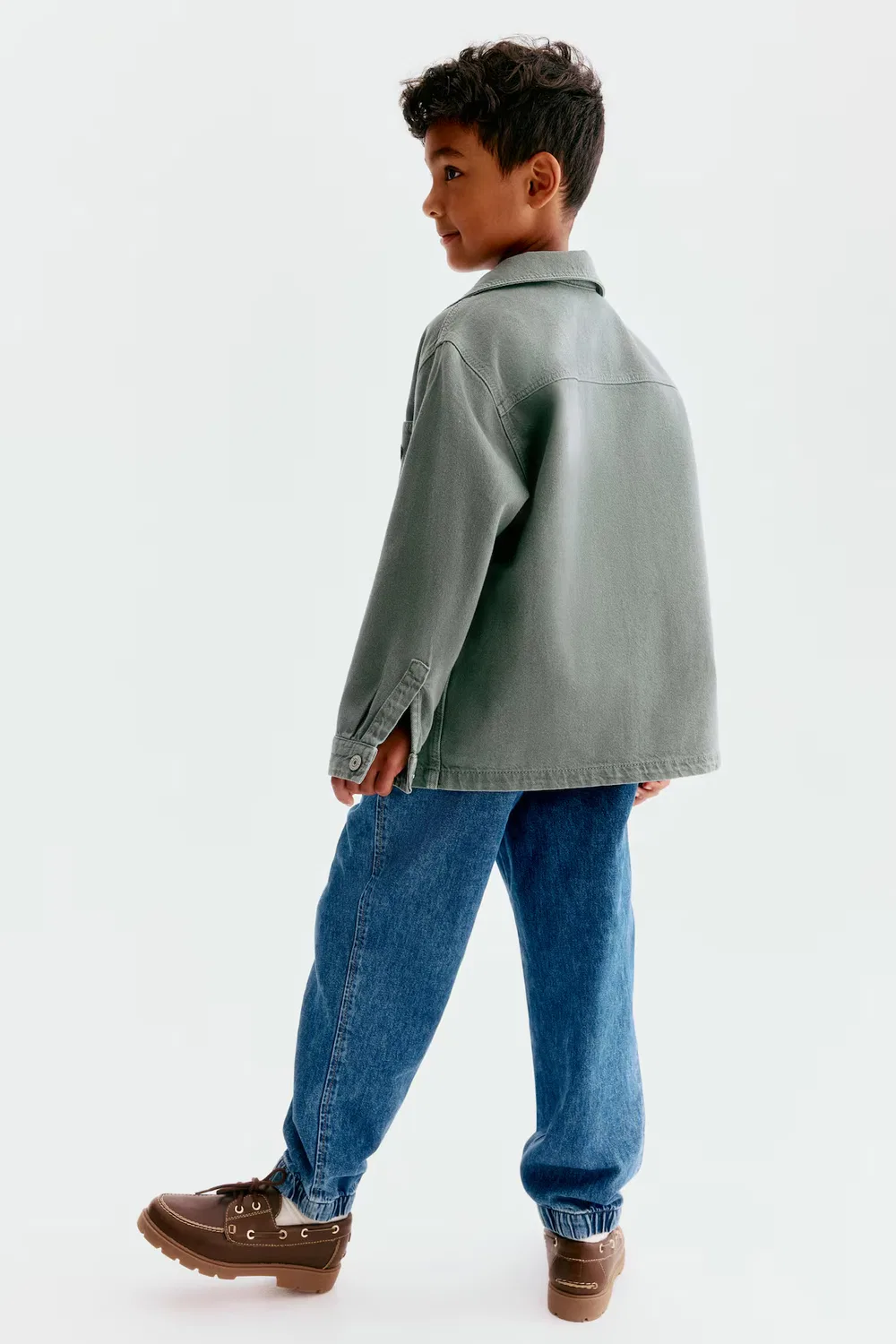 Хлопковая рубашка свободного кроя H&M, Mattgrün/Best Vibes — фото 2