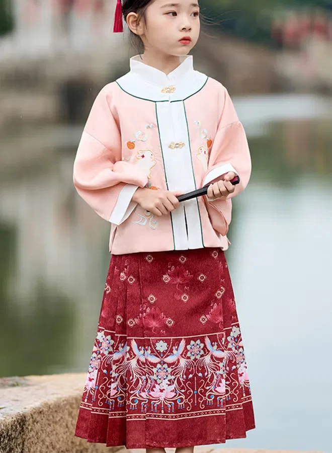 Платье-трапеция с веером комплект Hanfu Al Aoyama, розовый