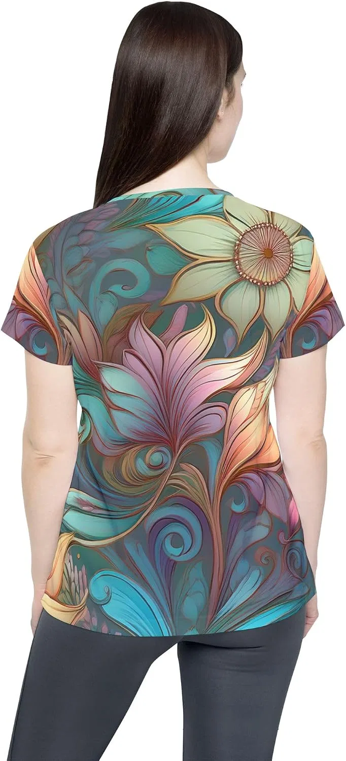 Женская спортивная футболка флорал Crew Neckline, Multicolor — фото 2