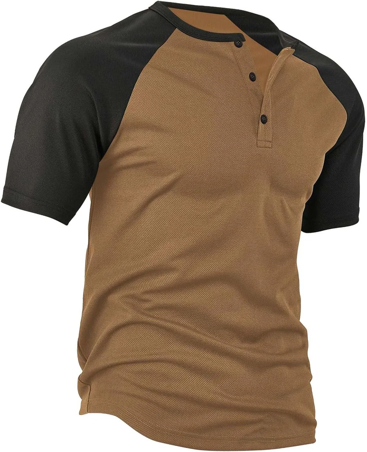 Мужская футболка с длинным рукавом, Basic Button Henley, Brown — фото 3