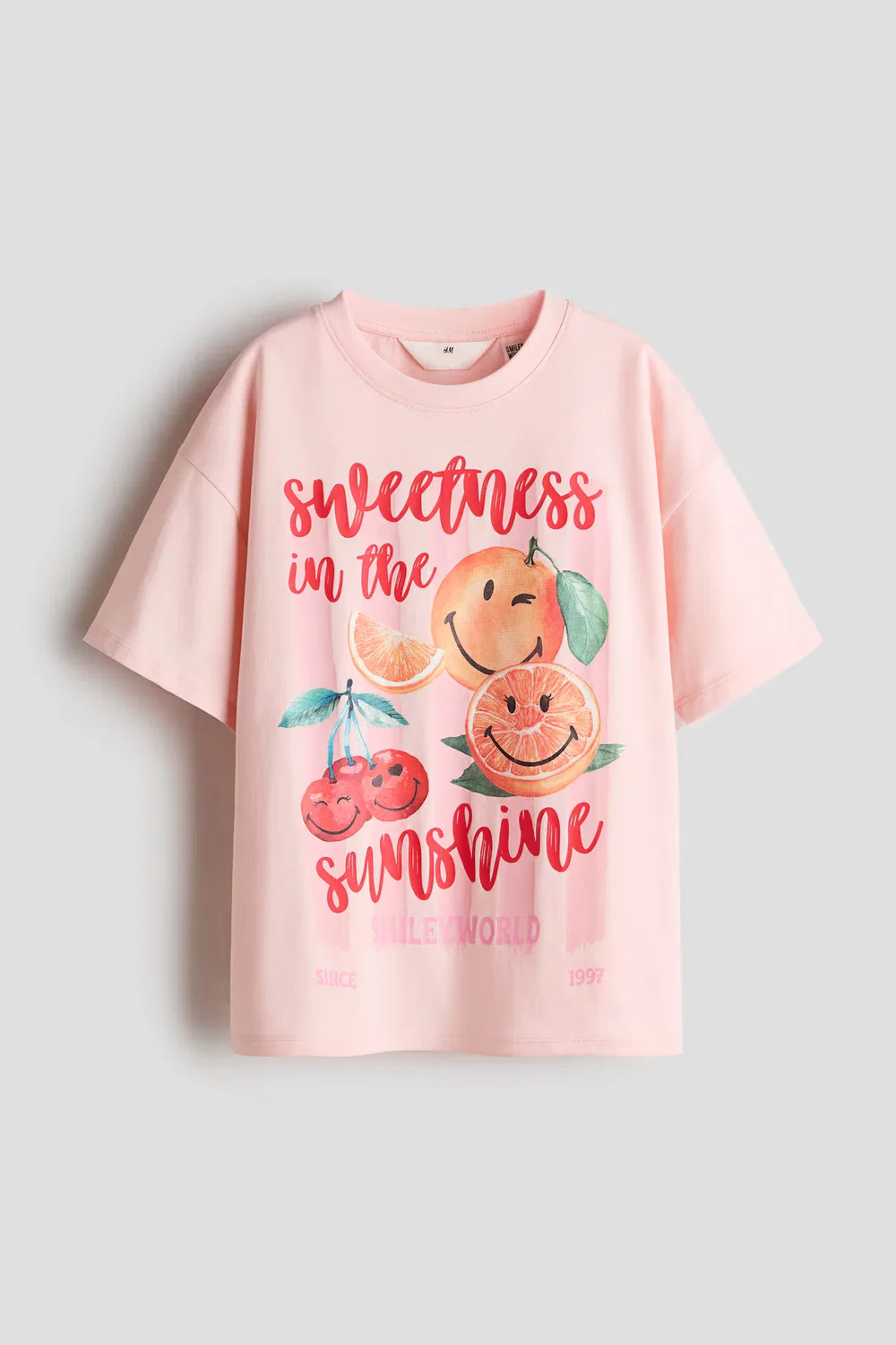 Хлопковая футболка с принтом H&M, Hellrosa/Smileyworld