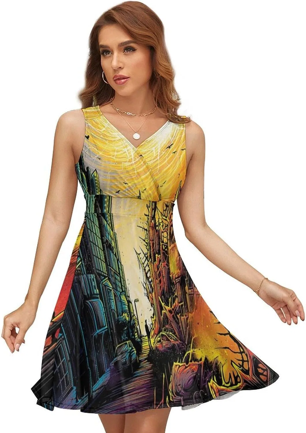 Женское летнее платье V-образным вырезом без рукавов Milk Silk, Yellow