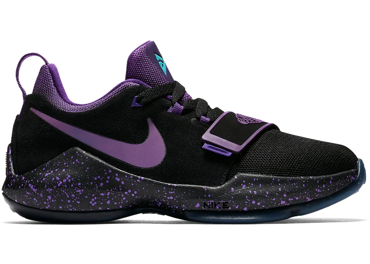 Детские кроссовки для мальчиков баскетбольные Nike PG 1, Black/Court Purple-Hyper Grape