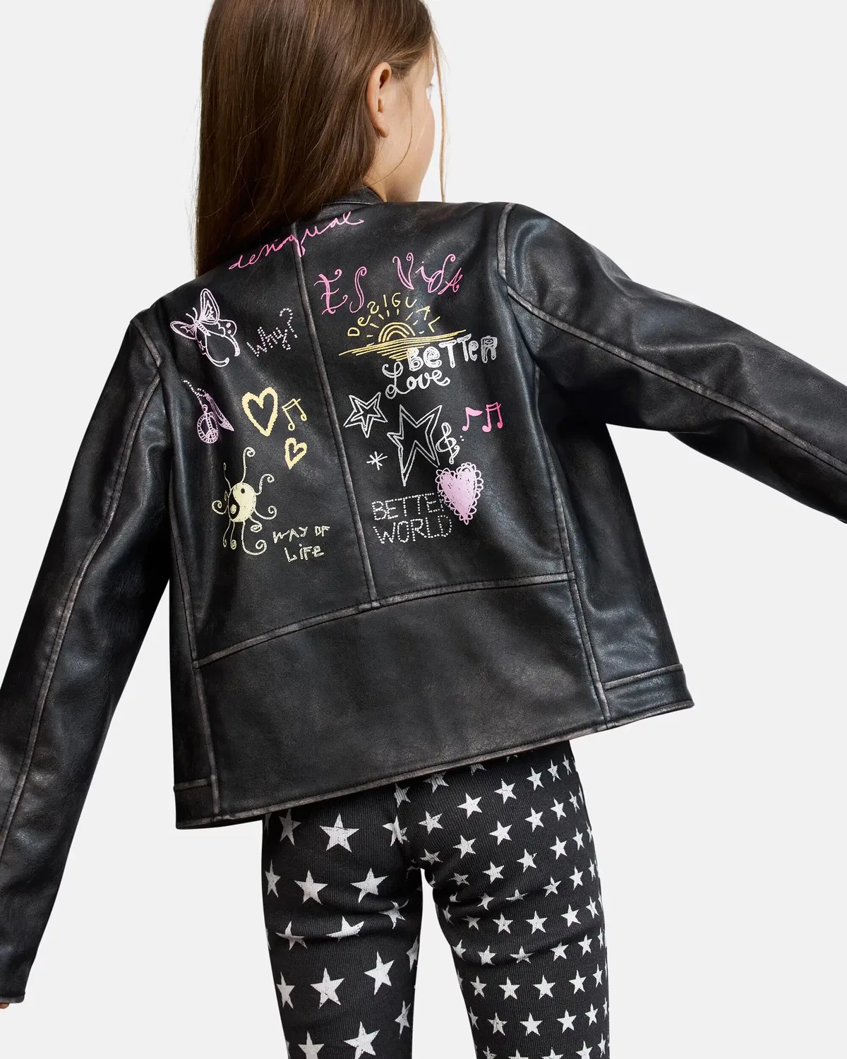 Детская куртка для девочек с эффектом кожи Desigual, Negro — фото 3