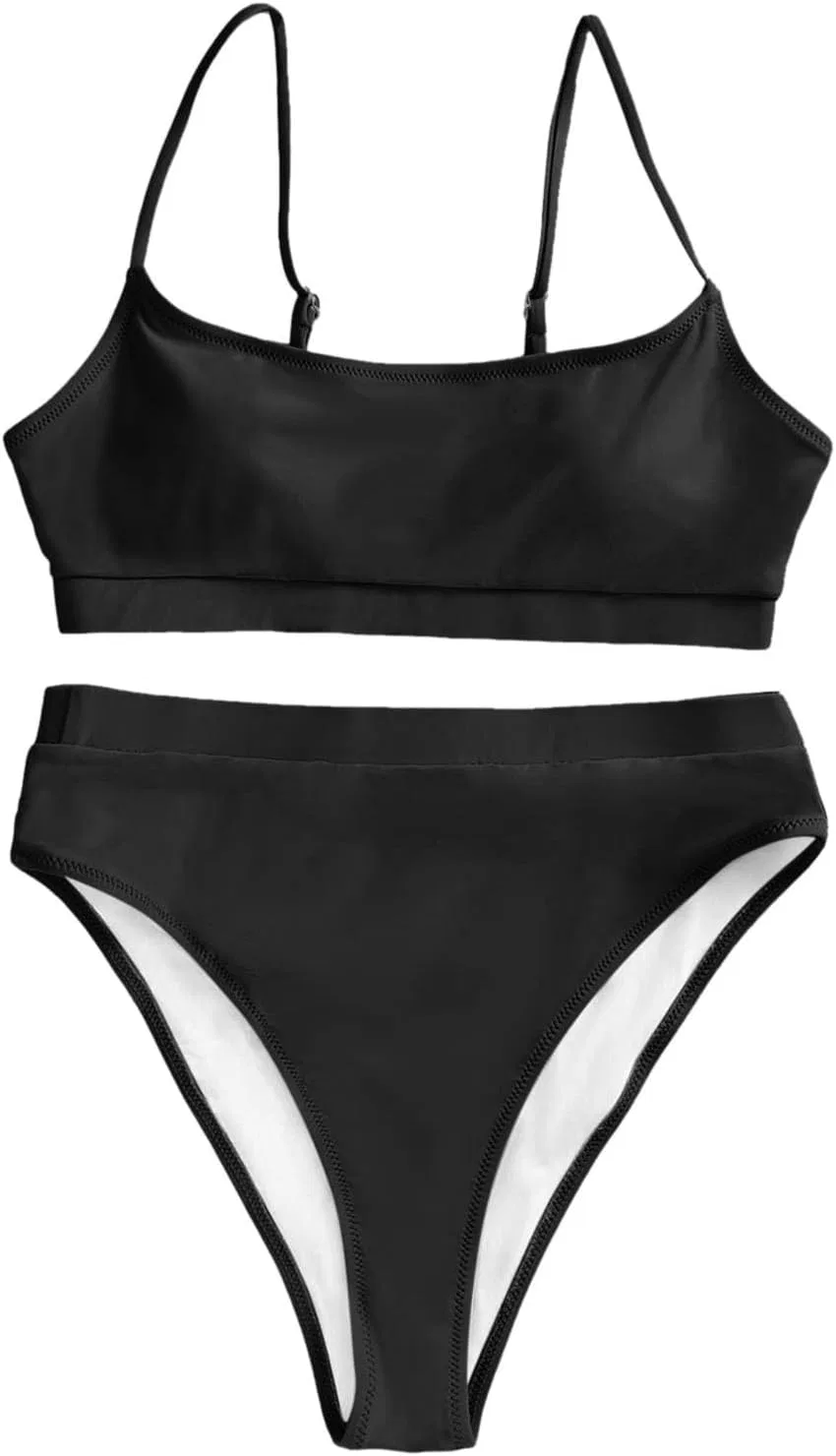 Женский спортивный бикини с контролем живота Color Block, Black — фото 4