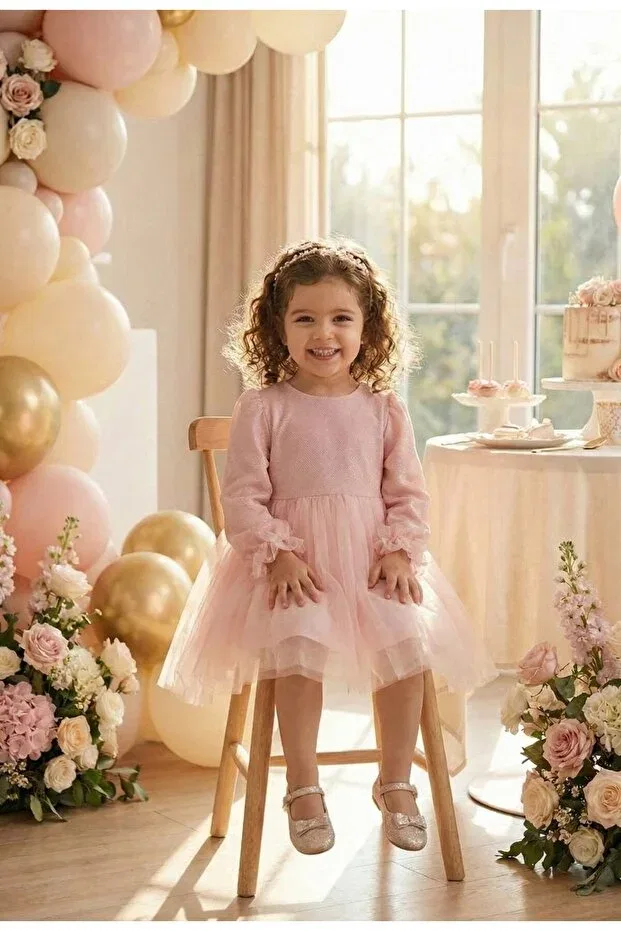 Детское платье для девочек с длинным рукавом Cinderella Penu Baby Kids, Pink — фото 2
