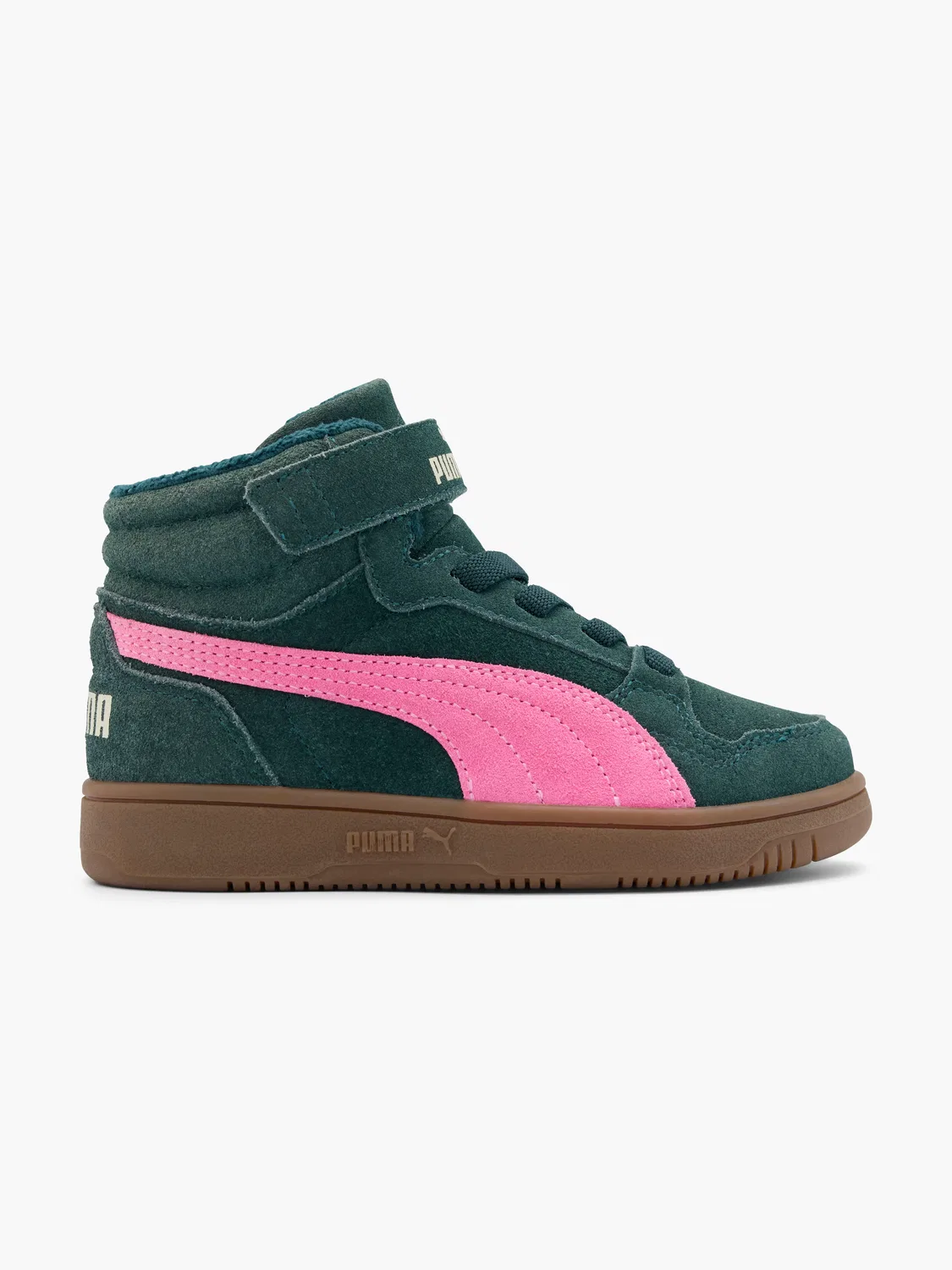 Детская зимняя высокая кроссовка PUMA REB-L MID SD WTR AC+ PS, зеленый