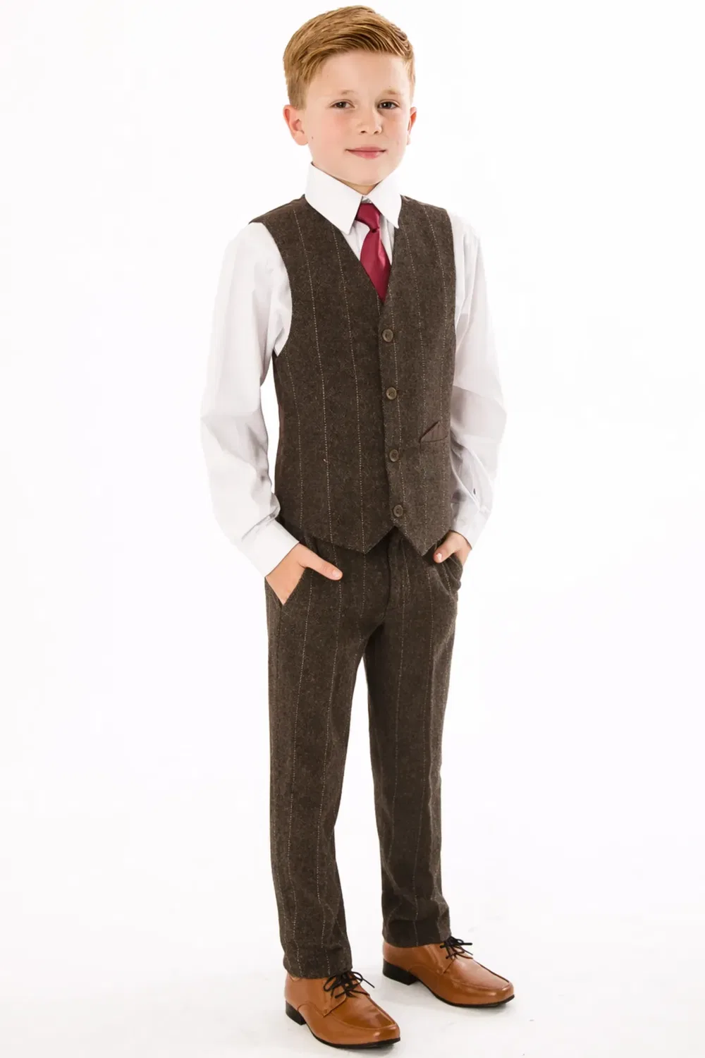 Костюм из твида в клетку 4 piece Vivaki, Brown — фото 3