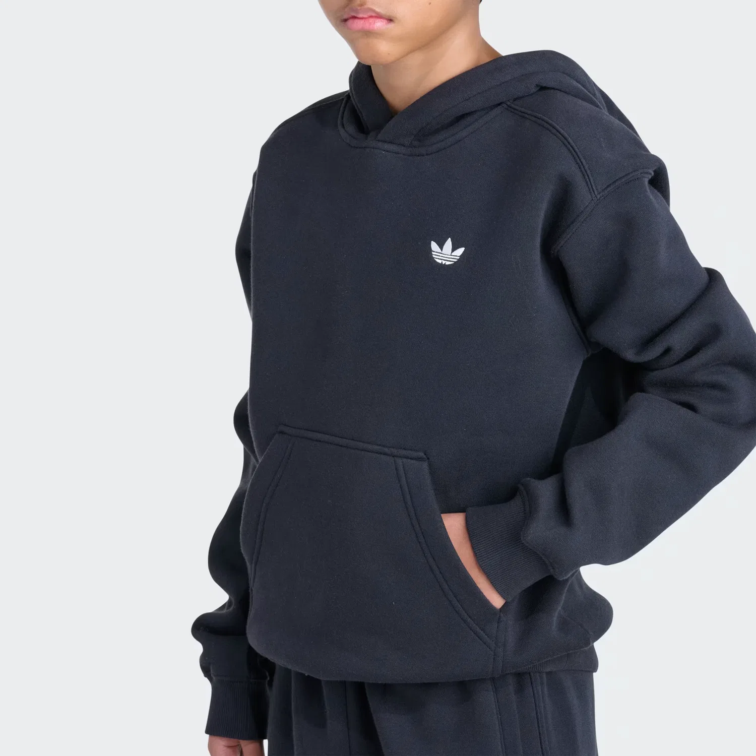Детское худи с капюшоном из флиса Essential Fleece Adidas Originals, черный — фото 3