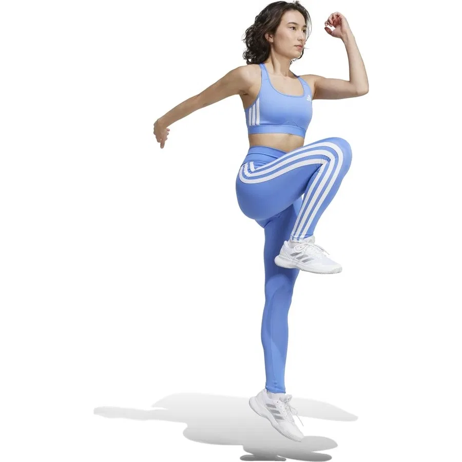 Леггинсы с высоким поясом Performance Optimé Essentials 3-Stripes 7/8 adidas, Сине-белый — фото 3