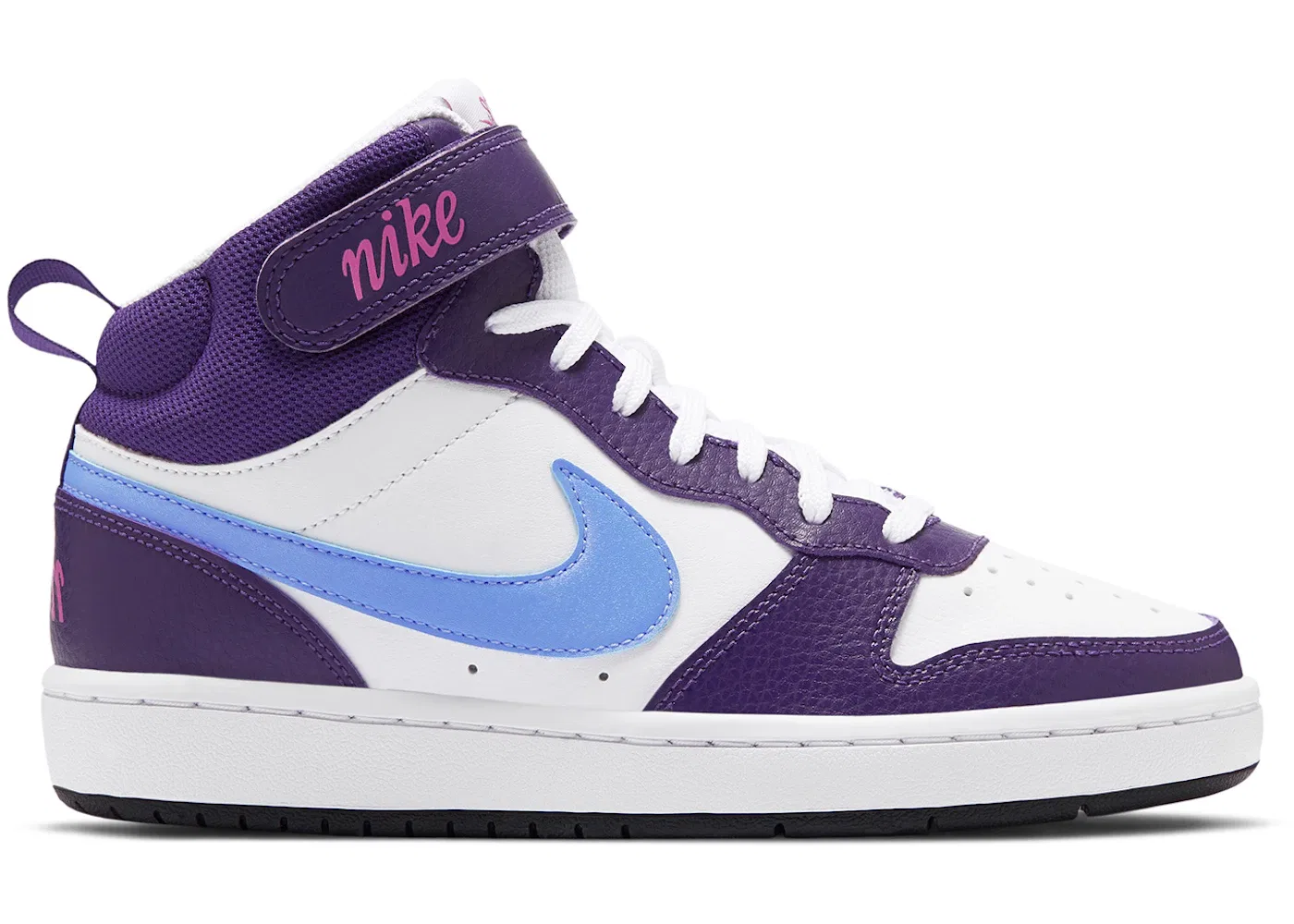 Детские кроссовки Lifestyle Nike Court Borough Mid 2, White/Eggplant/Active Fuchsia/Royal Pulse