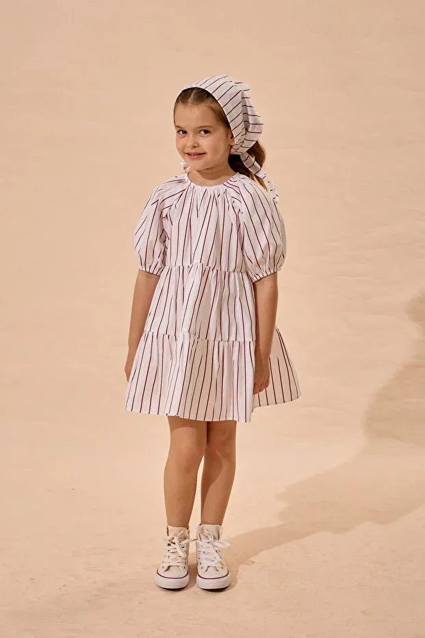 Детское платье с коротким рукавом Bandana striped dress red Fahhar Kids, Red