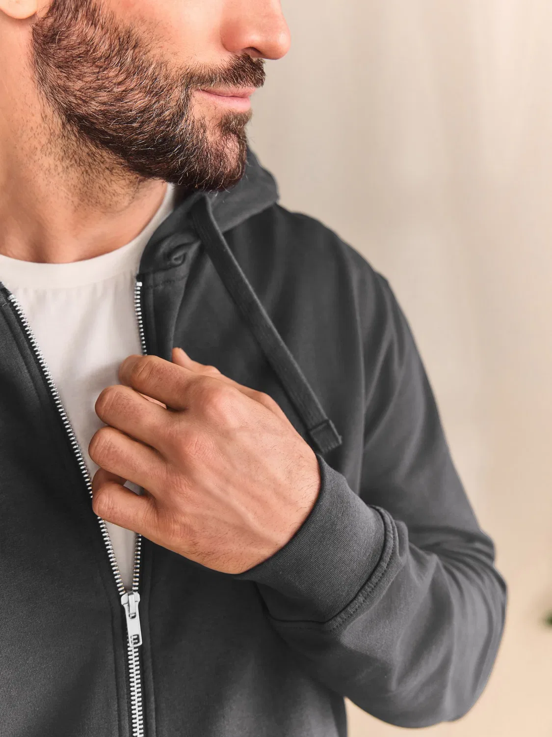 Худи на молнии, легкий джерси, Slate Grey Loopback Zip Up Hoodie Next, серый сланец — фото 4