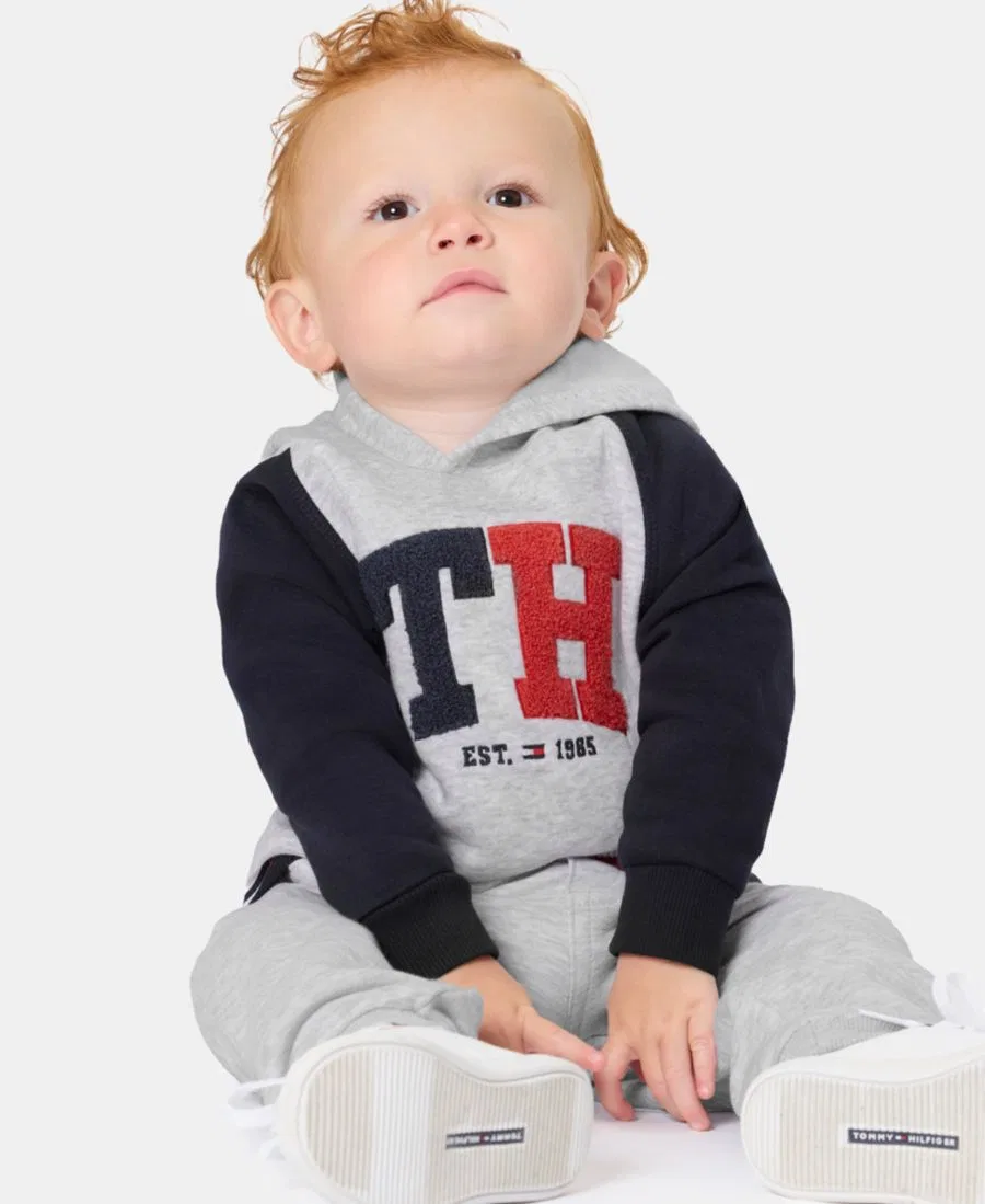 Комплект из худи и спортивных брюк с логотипом Tommy Hilfiger, Gray Heather/Navy — фото 2