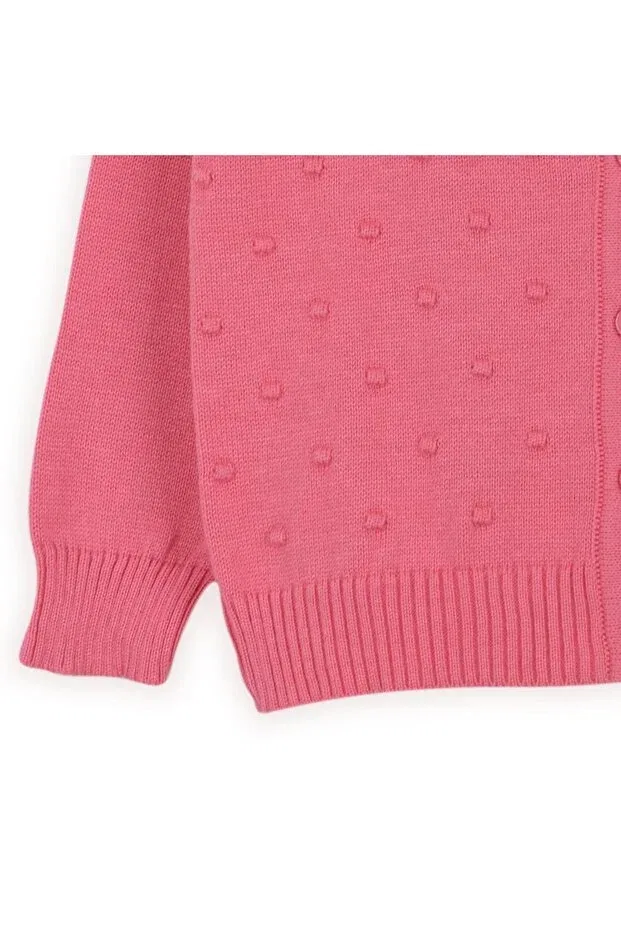 Детский кардиган для девочек хлопковый Pompom Cardigan Minora, Fuchsia — фото 3
