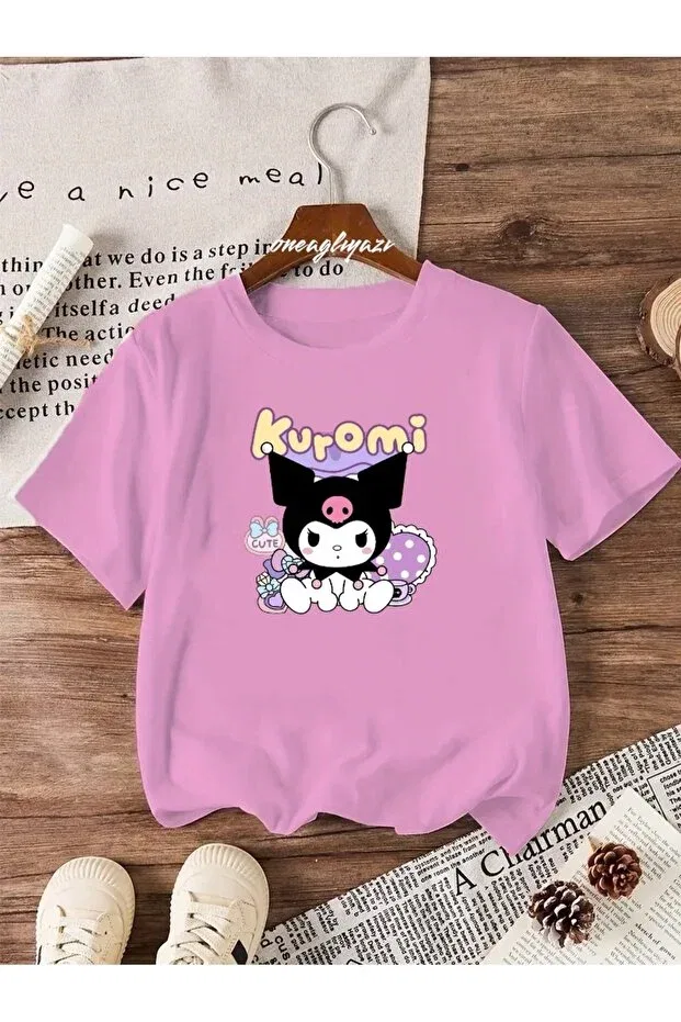 Детская футболка для мальчиков с принтом Kuromi Oneagılyazı, Pink