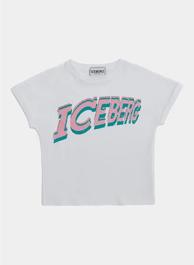 Футболка с принтом Iceberg, белая