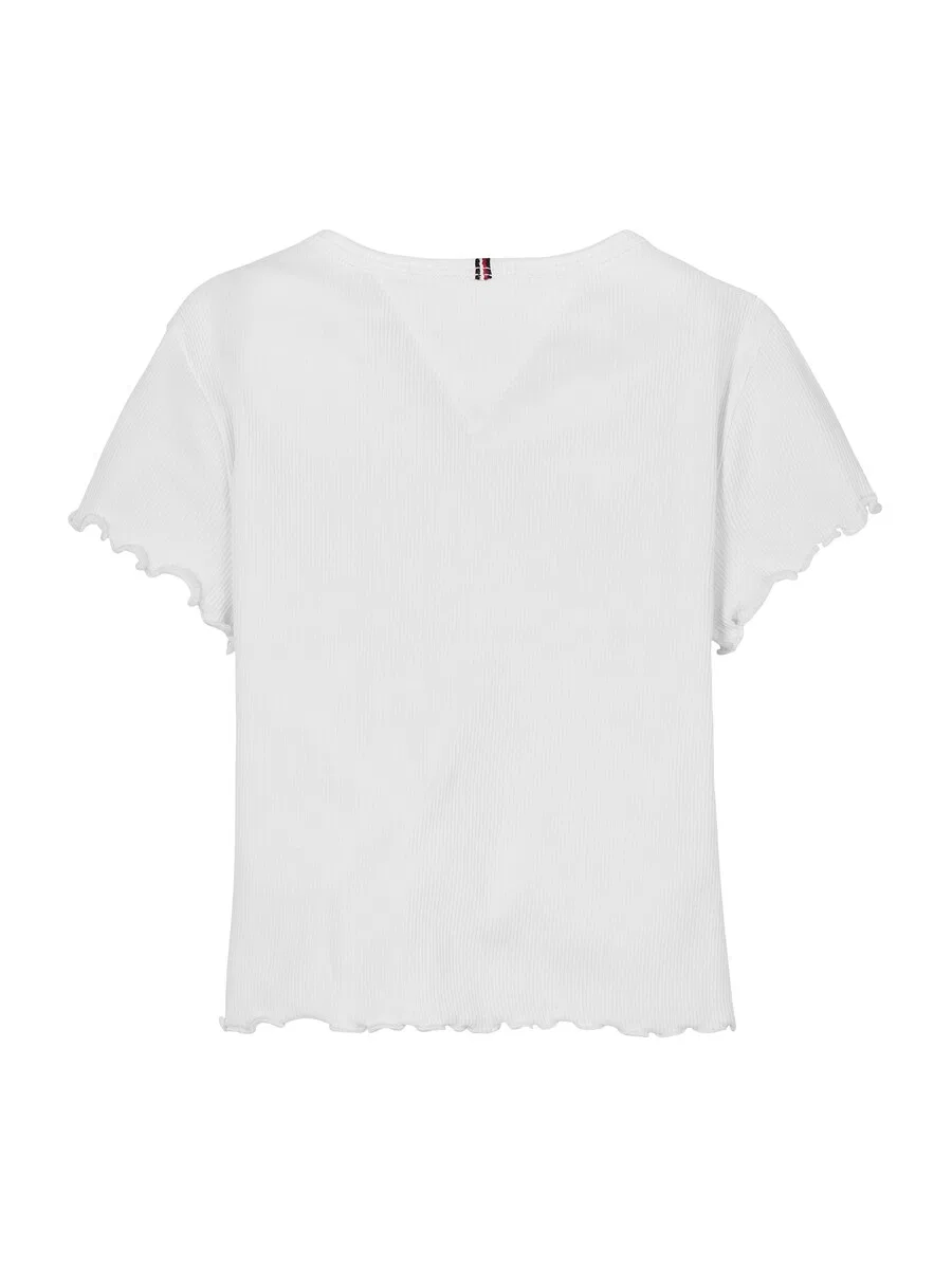 Футболка TOMMY HILFIGER 'Essential Extra Slim Short Sleeve' белого цвета — фото 2